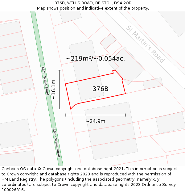 376B, WELLS ROAD, BRISTOL, BS4 2QP: Plot and title map