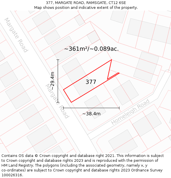 377, MARGATE ROAD, RAMSGATE, CT12 6SE: Plot and title map