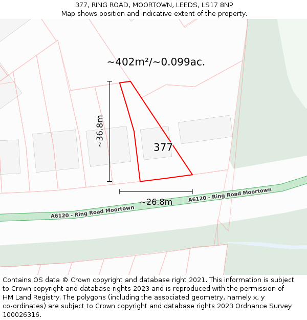377, RING ROAD, MOORTOWN, LEEDS, LS17 8NP: Plot and title map