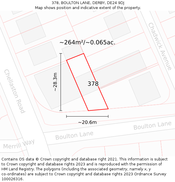 378, BOULTON LANE, DERBY, DE24 9DJ: Plot and title map