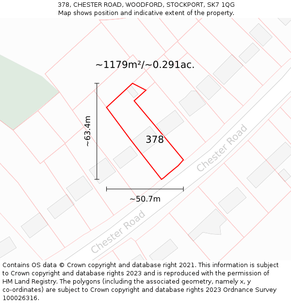 378, CHESTER ROAD, WOODFORD, STOCKPORT, SK7 1QG: Plot and title map