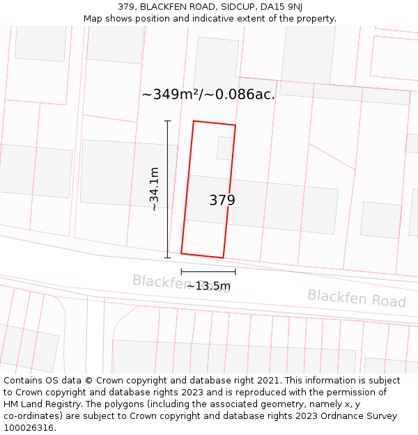 379, BLACKFEN ROAD, SIDCUP, DA15 9NJ: Plot and title map