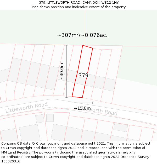 379, LITTLEWORTH ROAD, CANNOCK, WS12 1HY: Plot and title map
