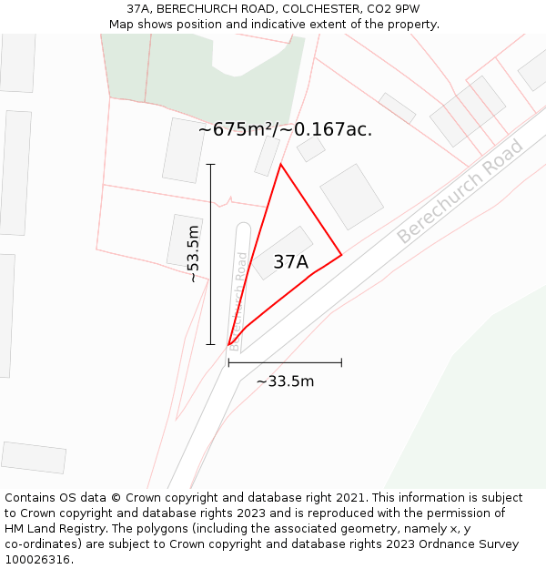 37A, BERECHURCH ROAD, COLCHESTER, CO2 9PW: Plot and title map