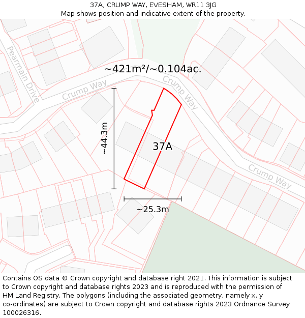 37A, CRUMP WAY, EVESHAM, WR11 3JG: Plot and title map