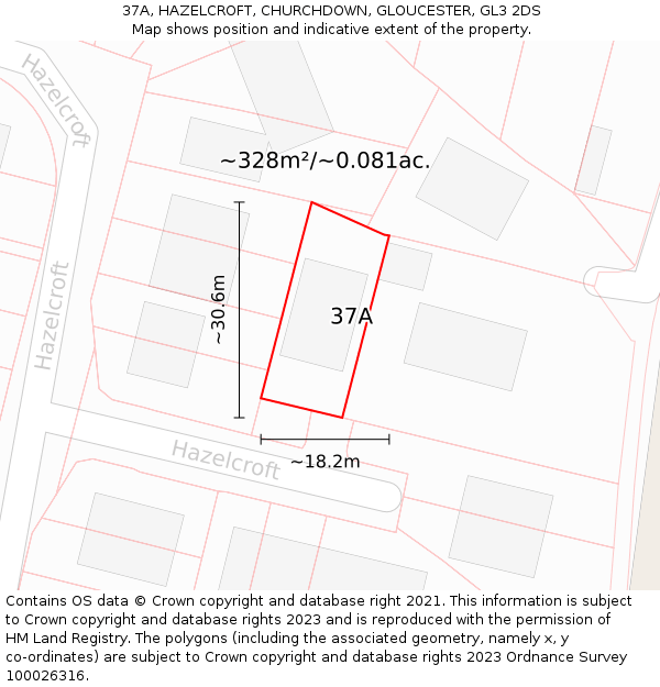 37A, HAZELCROFT, CHURCHDOWN, GLOUCESTER, GL3 2DS: Plot and title map