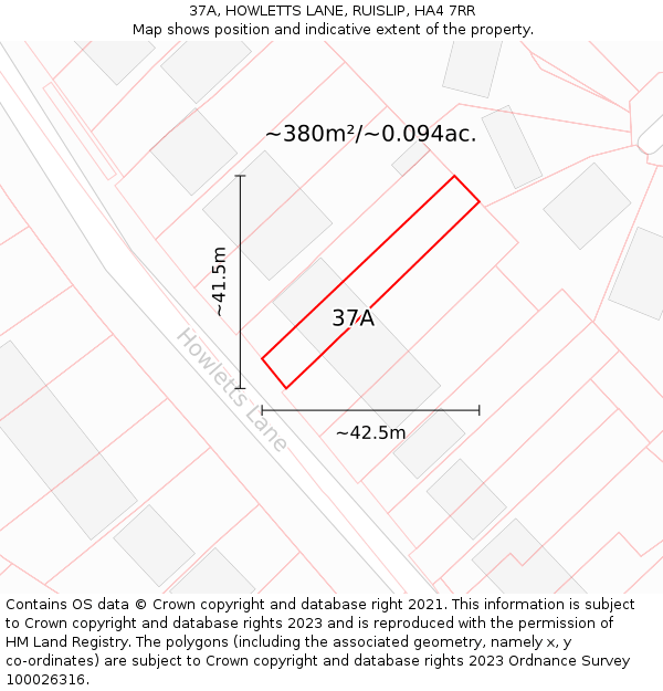37A, HOWLETTS LANE, RUISLIP, HA4 7RR: Plot and title map