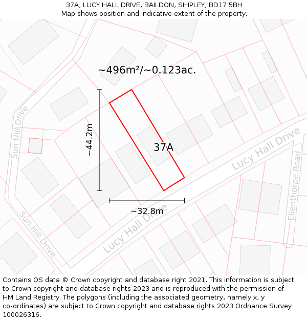 37A, LUCY HALL DRIVE, BAILDON, SHIPLEY, BD17 5BH: Plot and title map