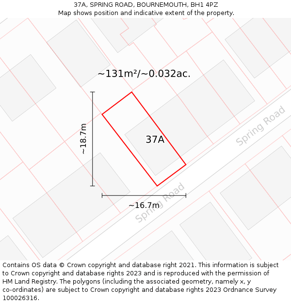 37A, SPRING ROAD, BOURNEMOUTH, BH1 4PZ: Plot and title map
