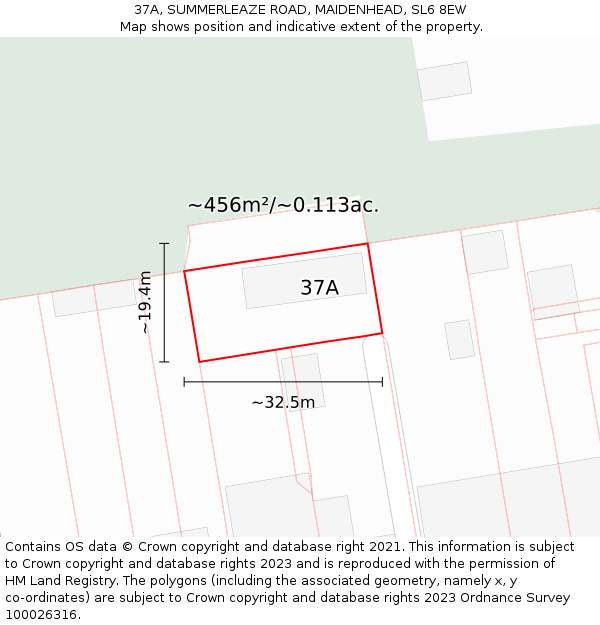 37A, SUMMERLEAZE ROAD, MAIDENHEAD, SL6 8EW: Plot and title map