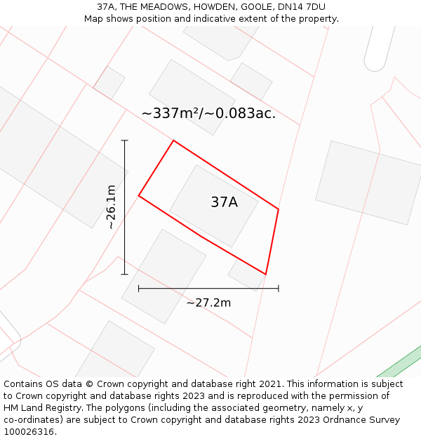 37A, THE MEADOWS, HOWDEN, GOOLE, DN14 7DU: Plot and title map