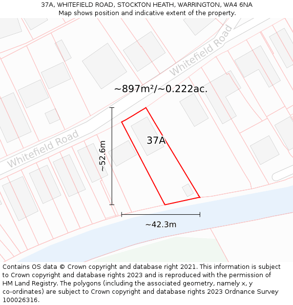 37A, WHITEFIELD ROAD, STOCKTON HEATH, WARRINGTON, WA4 6NA: Plot and title map