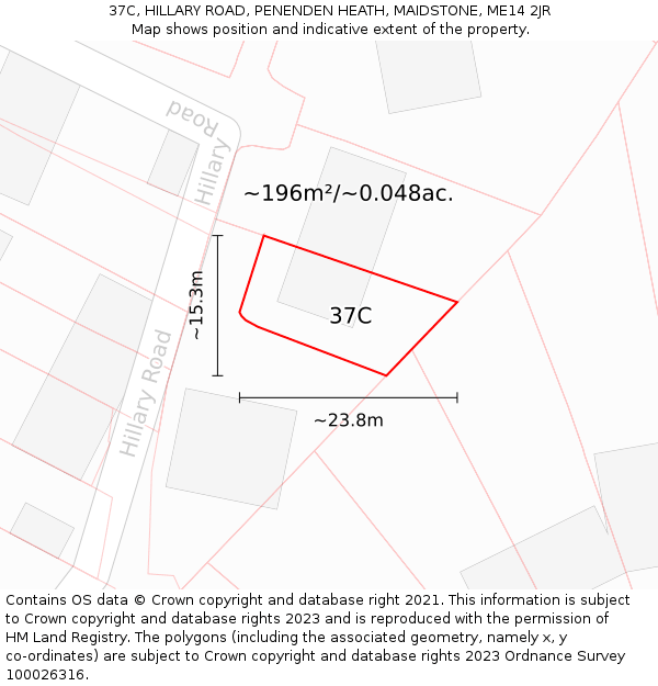 37C, HILLARY ROAD, PENENDEN HEATH, MAIDSTONE, ME14 2JR: Plot and title map