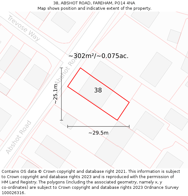 38, ABSHOT ROAD, FAREHAM, PO14 4NA: Plot and title map