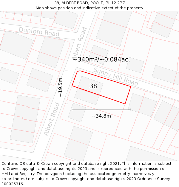38, ALBERT ROAD, POOLE, BH12 2BZ: Plot and title map