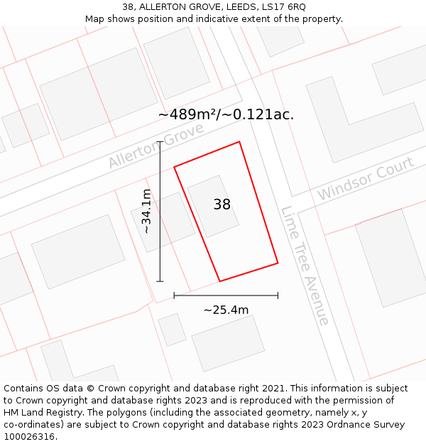 38, ALLERTON GROVE, LEEDS, LS17 6RQ: Plot and title map