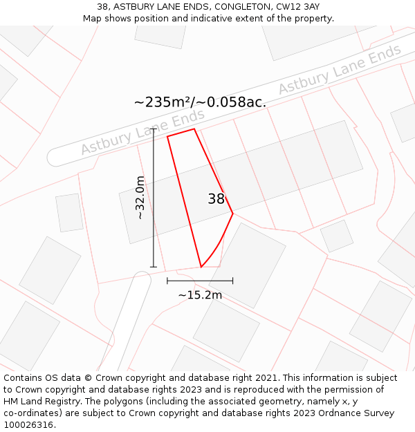 38, ASTBURY LANE ENDS, CONGLETON, CW12 3AY: Plot and title map