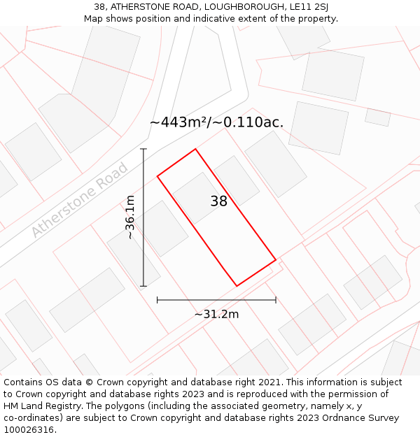 38, ATHERSTONE ROAD, LOUGHBOROUGH, LE11 2SJ: Plot and title map