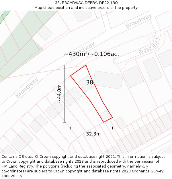 38, BROADWAY, DERBY, DE22 1BQ: Plot and title map