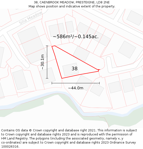 38, CAENBROOK MEADOW, PRESTEIGNE, LD8 2NE: Plot and title map