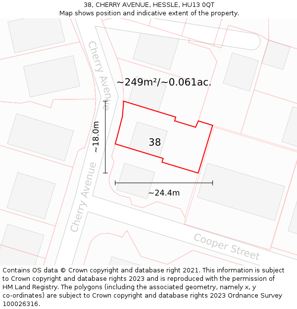 38, CHERRY AVENUE, HESSLE, HU13 0QT: Plot and title map