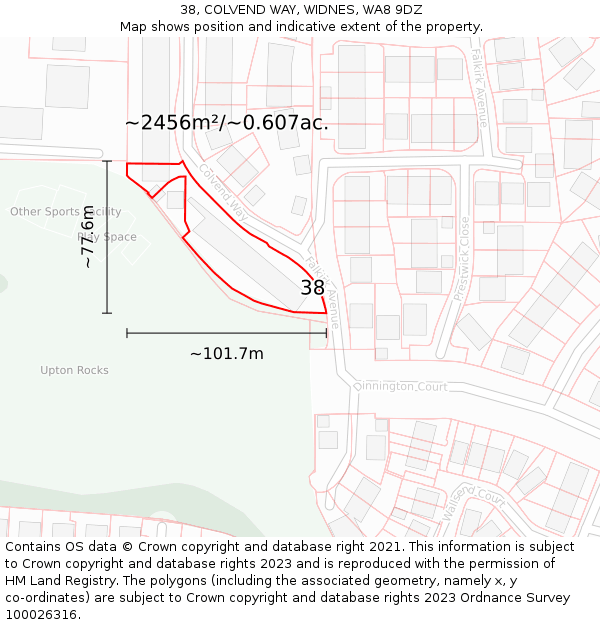 38, COLVEND WAY, WIDNES, WA8 9DZ: Plot and title map