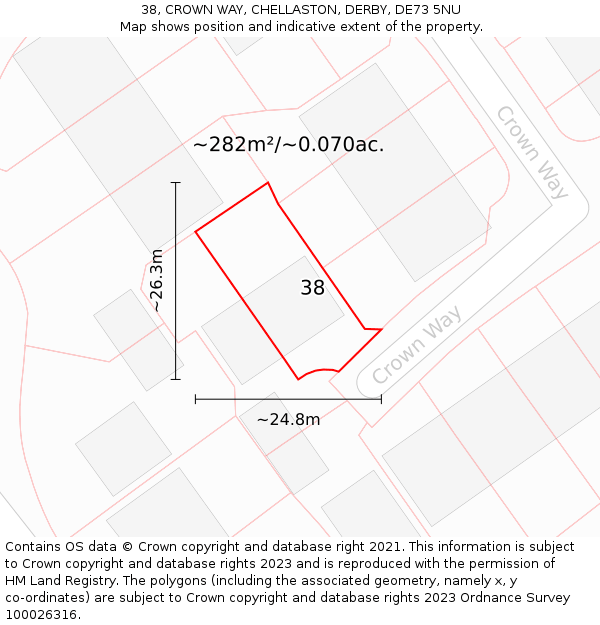 38, CROWN WAY, CHELLASTON, DERBY, DE73 5NU: Plot and title map