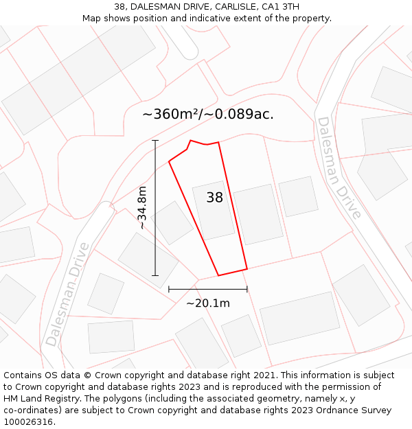 38, DALESMAN DRIVE, CARLISLE, CA1 3TH: Plot and title map