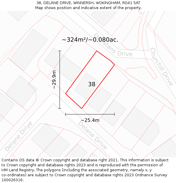 38, DELANE DRIVE, WINNERSH, WOKINGHAM, RG41 5AT: Plot and title map