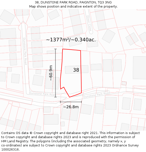 38, DUNSTONE PARK ROAD, PAIGNTON, TQ3 3NG: Plot and title map