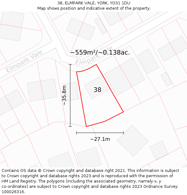 38, ELMPARK VALE, YORK, YO31 1DU: Plot and title map