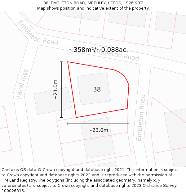 38, EMBLETON ROAD, METHLEY, LEEDS, LS26 9BZ: Plot and title map