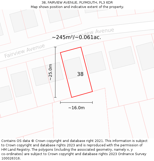 38, FAIRVIEW AVENUE, PLYMOUTH, PL3 6DR: Plot and title map