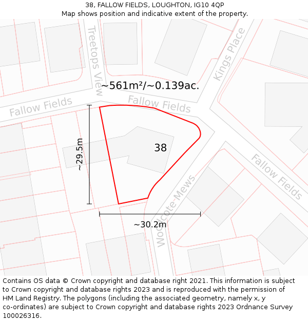 38, FALLOW FIELDS, LOUGHTON, IG10 4QP: Plot and title map