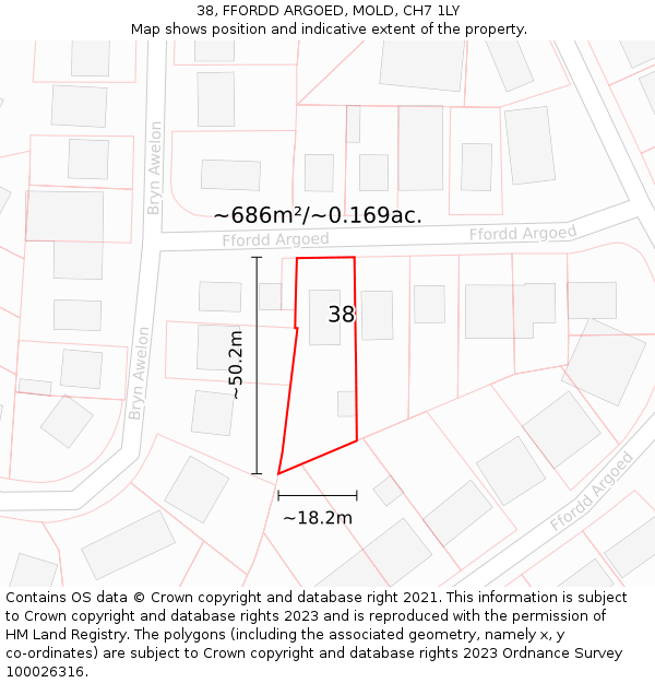 38, FFORDD ARGOED, MOLD, CH7 1LY: Plot and title map