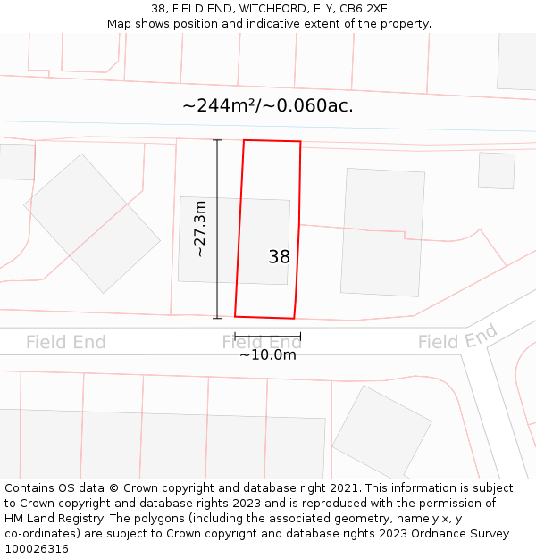 38, FIELD END, WITCHFORD, ELY, CB6 2XE: Plot and title map