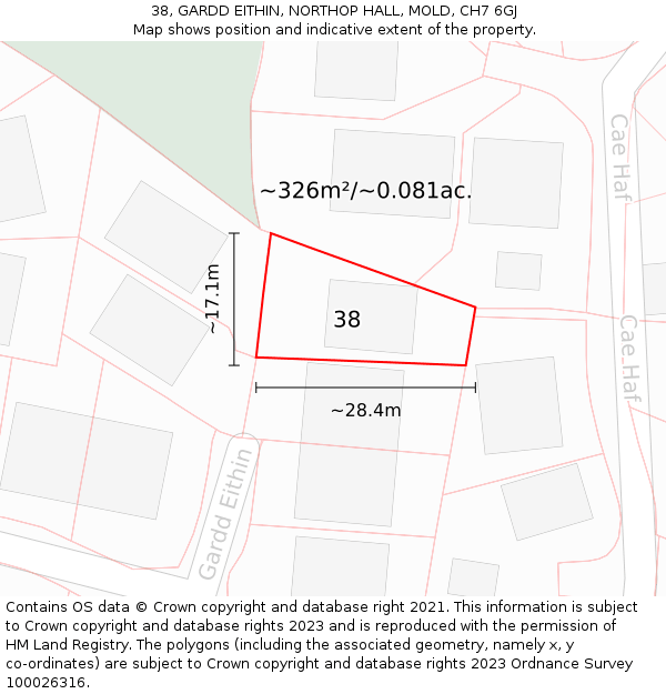 38, GARDD EITHIN, NORTHOP HALL, MOLD, CH7 6GJ: Plot and title map