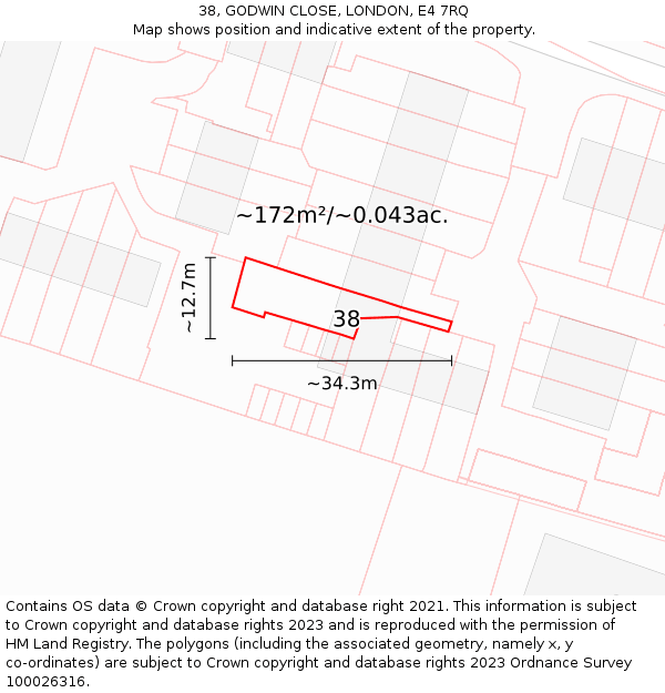 38, GODWIN CLOSE, LONDON, E4 7RQ: Plot and title map
