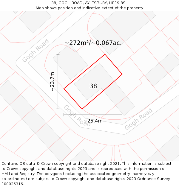 38, GOGH ROAD, AYLESBURY, HP19 8SH: Plot and title map