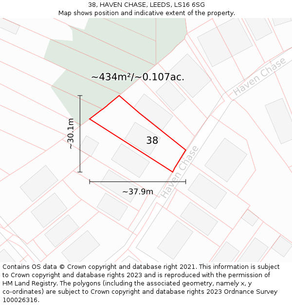 38, HAVEN CHASE, LEEDS, LS16 6SG: Plot and title map