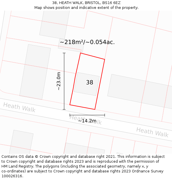 38, HEATH WALK, BRISTOL, BS16 6EZ: Plot and title map