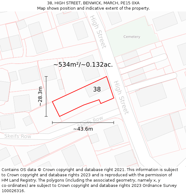 38, HIGH STREET, BENWICK, MARCH, PE15 0XA: Plot and title map