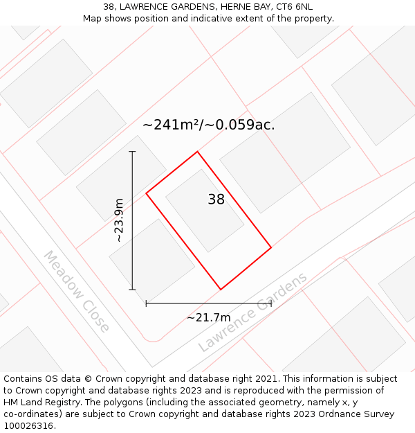 38, LAWRENCE GARDENS, HERNE BAY, CT6 6NL: Plot and title map