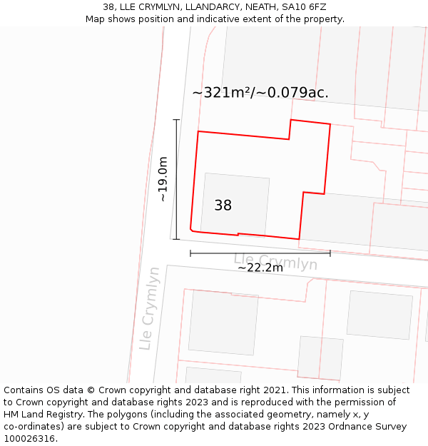 38, LLE CRYMLYN, LLANDARCY, NEATH, SA10 6FZ: Plot and title map