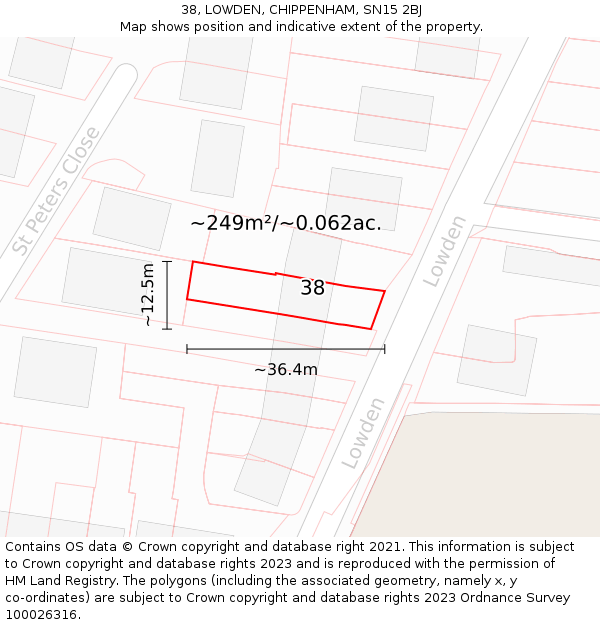 38, LOWDEN, CHIPPENHAM, SN15 2BJ: Plot and title map