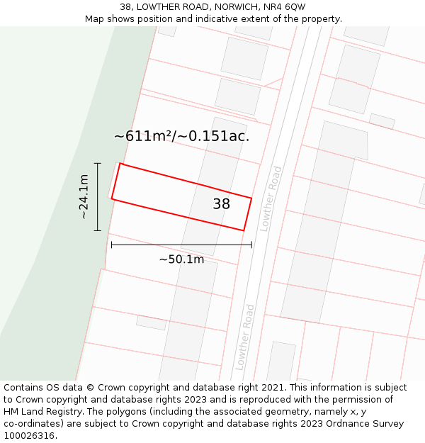 38, LOWTHER ROAD, NORWICH, NR4 6QW: Plot and title map