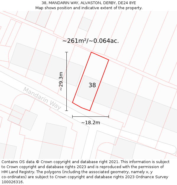 38, MANDARIN WAY, ALVASTON, DERBY, DE24 8YE: Plot and title map