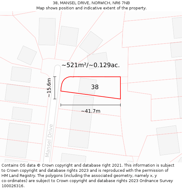38, MANSEL DRIVE, NORWICH, NR6 7NB: Plot and title map