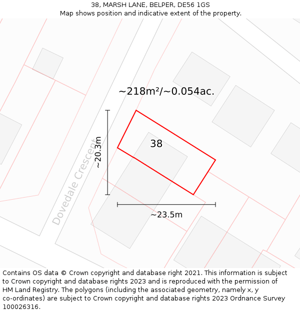 38, MARSH LANE, BELPER, DE56 1GS: Plot and title map