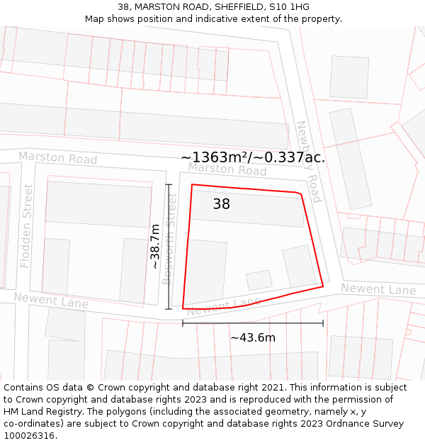 38, MARSTON ROAD, SHEFFIELD, S10 1HG: Plot and title map
